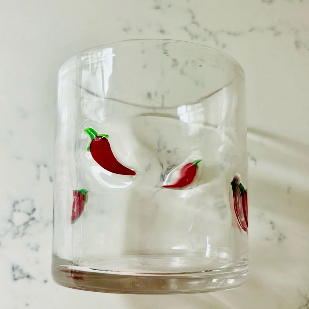 Crate&Barrel Chili Pepper Icon Double Old-Fashioned Glass